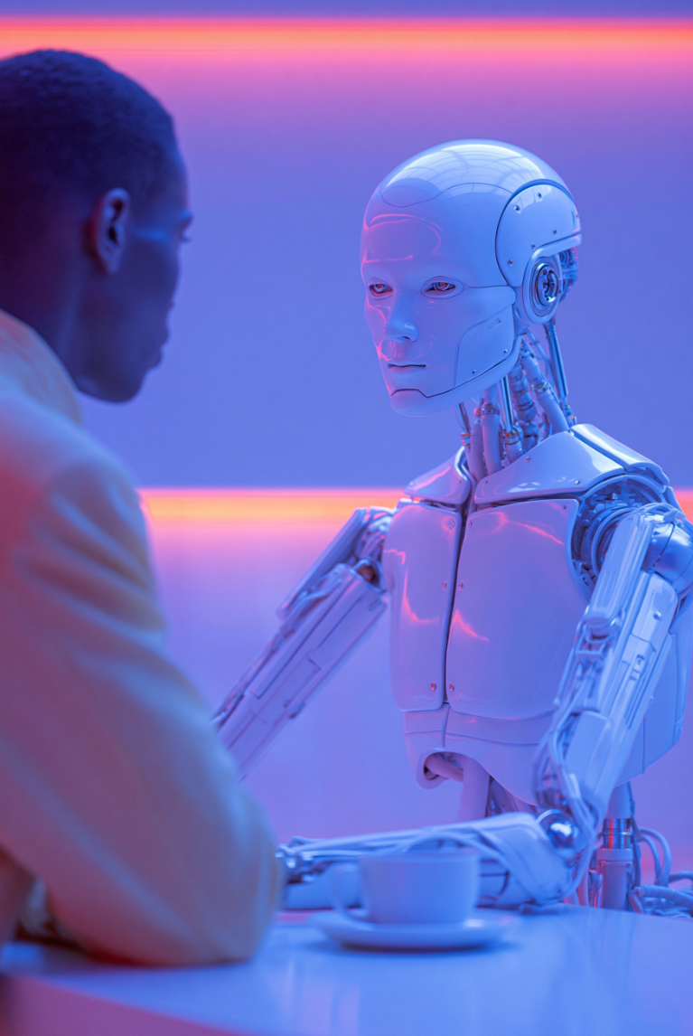 Passenger in conversation with the Aria concierge unit